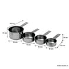 REGENT BAKEWARE DELUXE MEASURING CUP ST STEEL 4 PCE SET, 60/80/125/250ML (150X85X50MM)