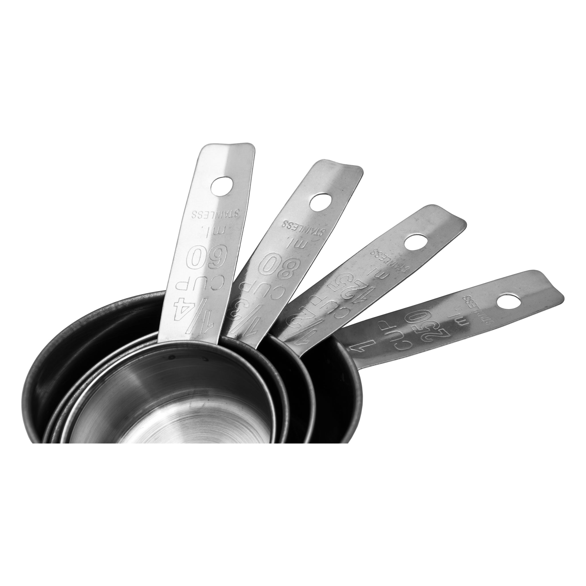 REGENT BAKEWARE DELUXE MEASURING CUP ST STEEL 4PC SET, 60/80/125/250ML