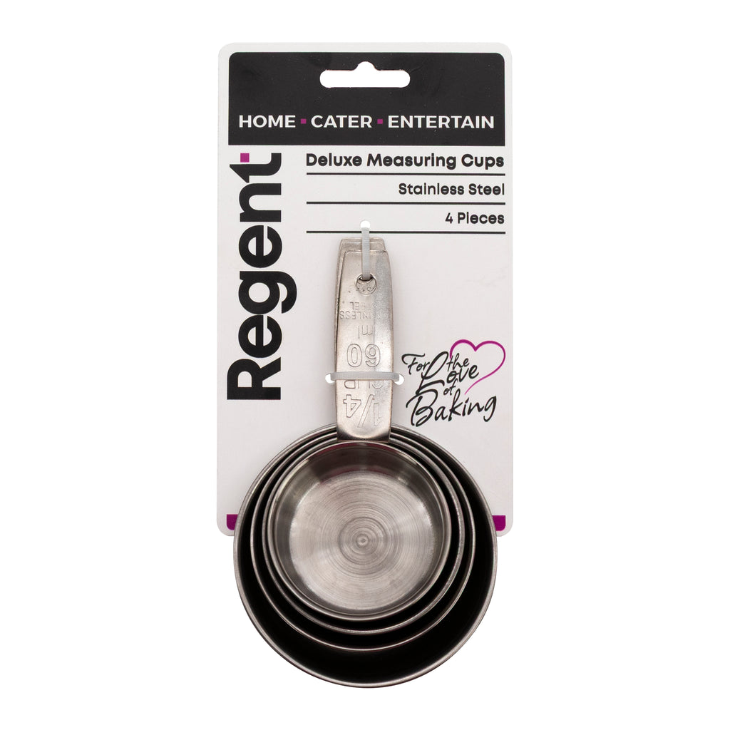 REGENT BAKEWARE DELUXE MEASURING CUP ST STEEL 4PC SET, 60/80/125/250ML