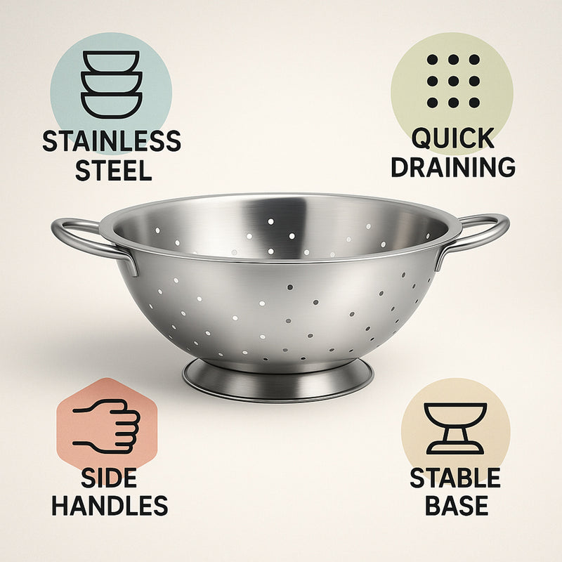 REGENT KITCHEN COLANDER STAINLESS STEEL, 4.7LT - 295MM DIA