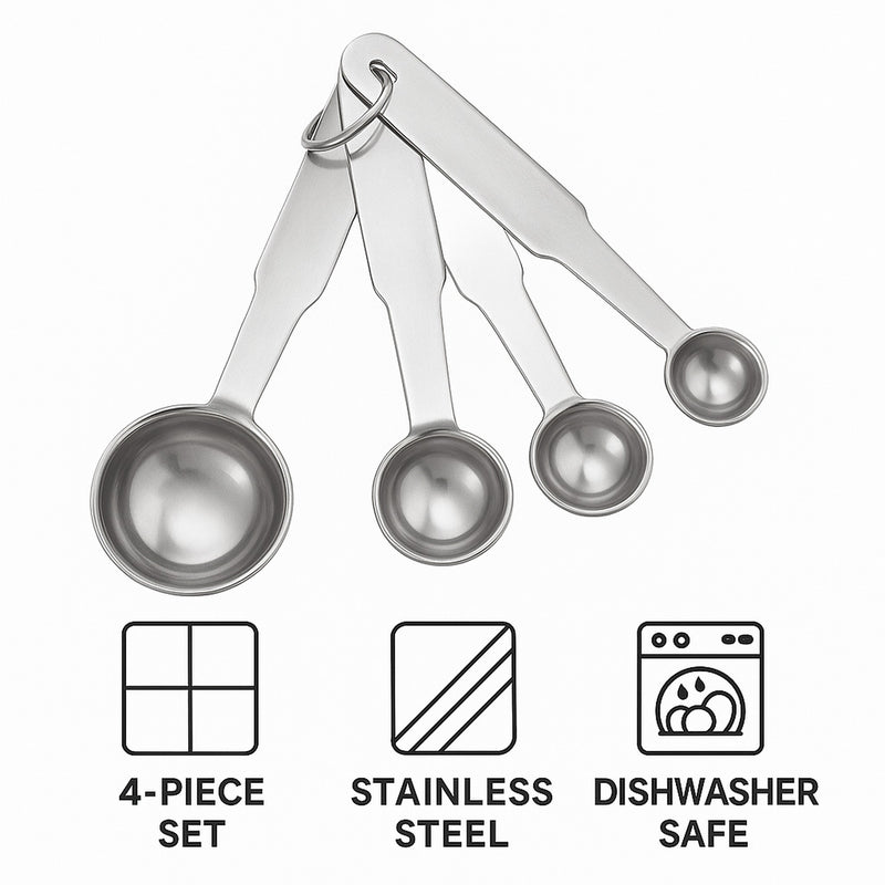 REGENT BAKEWARE DELUXE MEASURING SPOONS ST STEEL 4PCS SET, 1/4TSP-1TBSP