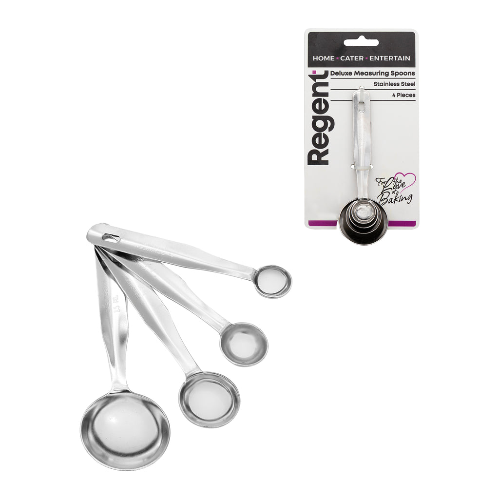 REGENT BAKEWARE DELUXE MEASURING SPOONS ST STEEL 4PK SET, 1/4TSP-1TBSP