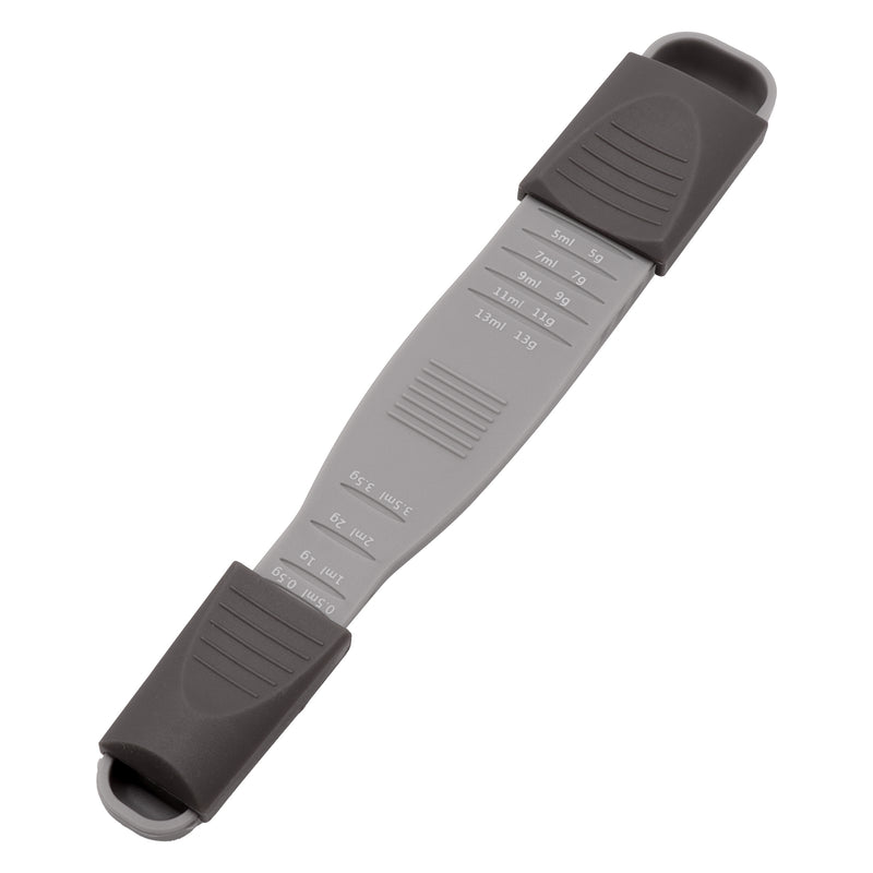 REGENT BAKEWARE ADJUSTABLE MEASURING SPOON GREY PLASTIC 1/8TSP-1 TBSP l 0.5ML-13ML, (219X35X18MM)