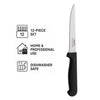 REGENT CUTLERY STEAK KNIFE WITH SHARP TIP AND PP BLACK HANDLE, 1 DOZ, 210MM