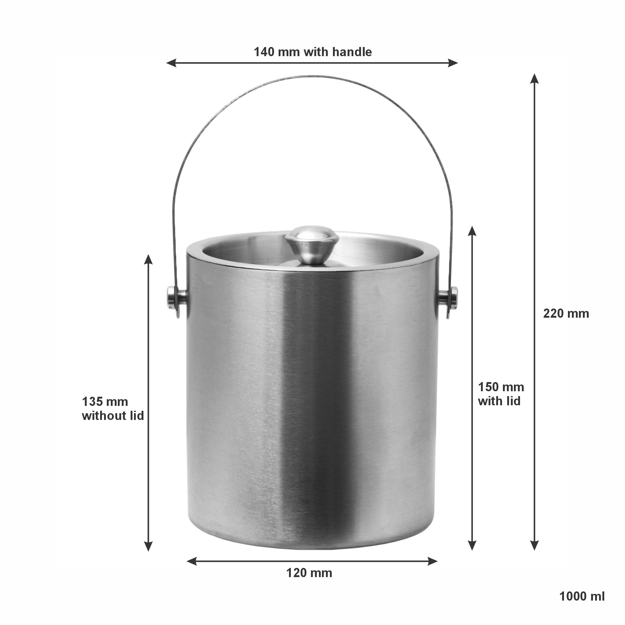 BAR BUTLER DOUBLE WALL ICE BUCKET WITH LID ST STEEL, 1L