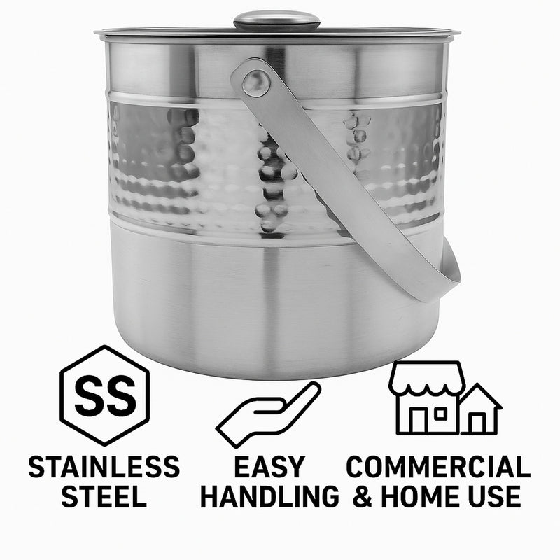 BAR BUTLER ICE BUCKET HAMMERED WITH LID ST STEEL, 2.7LT