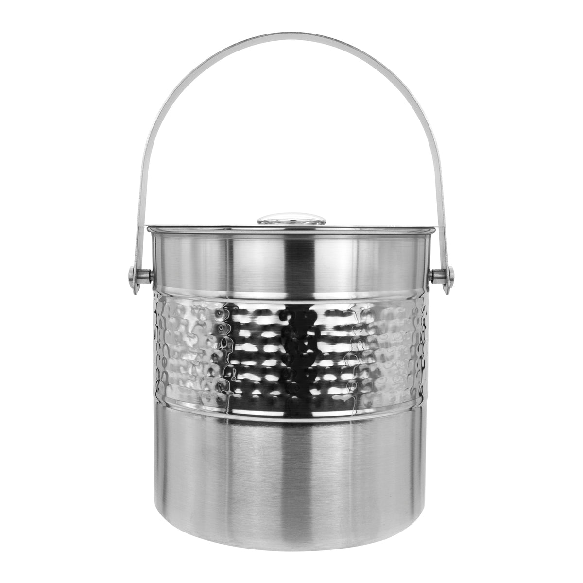 BAR BUTLER ICE BUCKET HAMMERED WITH LID AND HANDLE ST STEEL, 2.7L