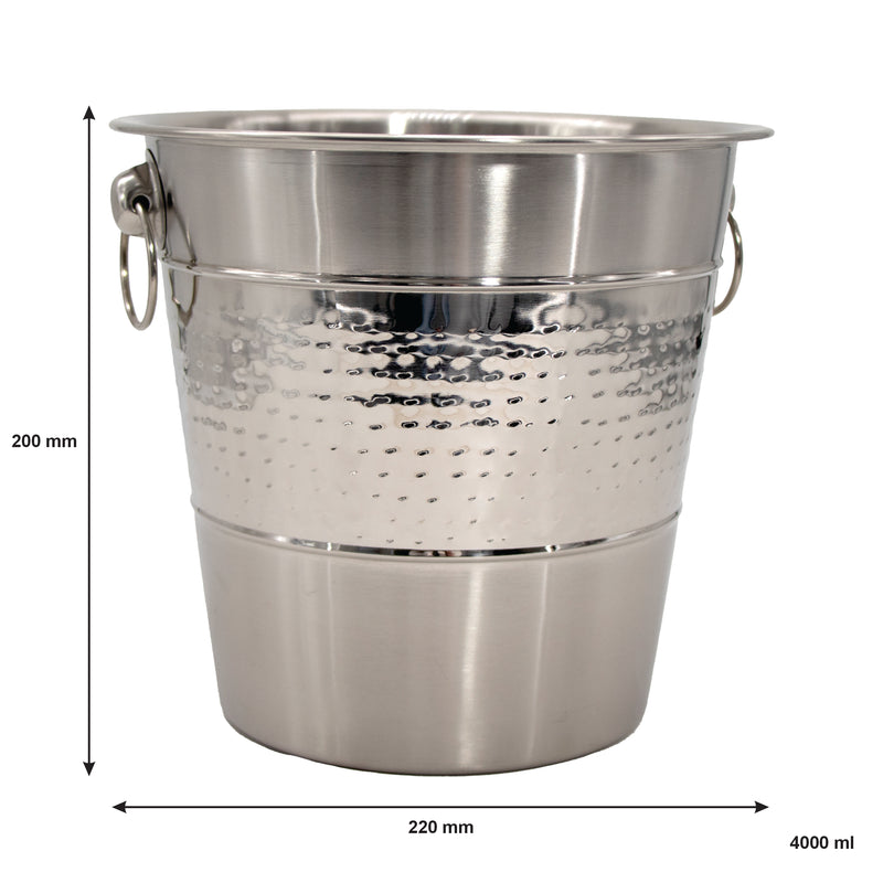 BAR BUTLER CHAMPAGNE BUCKET HAMMERED WITH RING HANDLES, 4LT (220X200MM DIA)