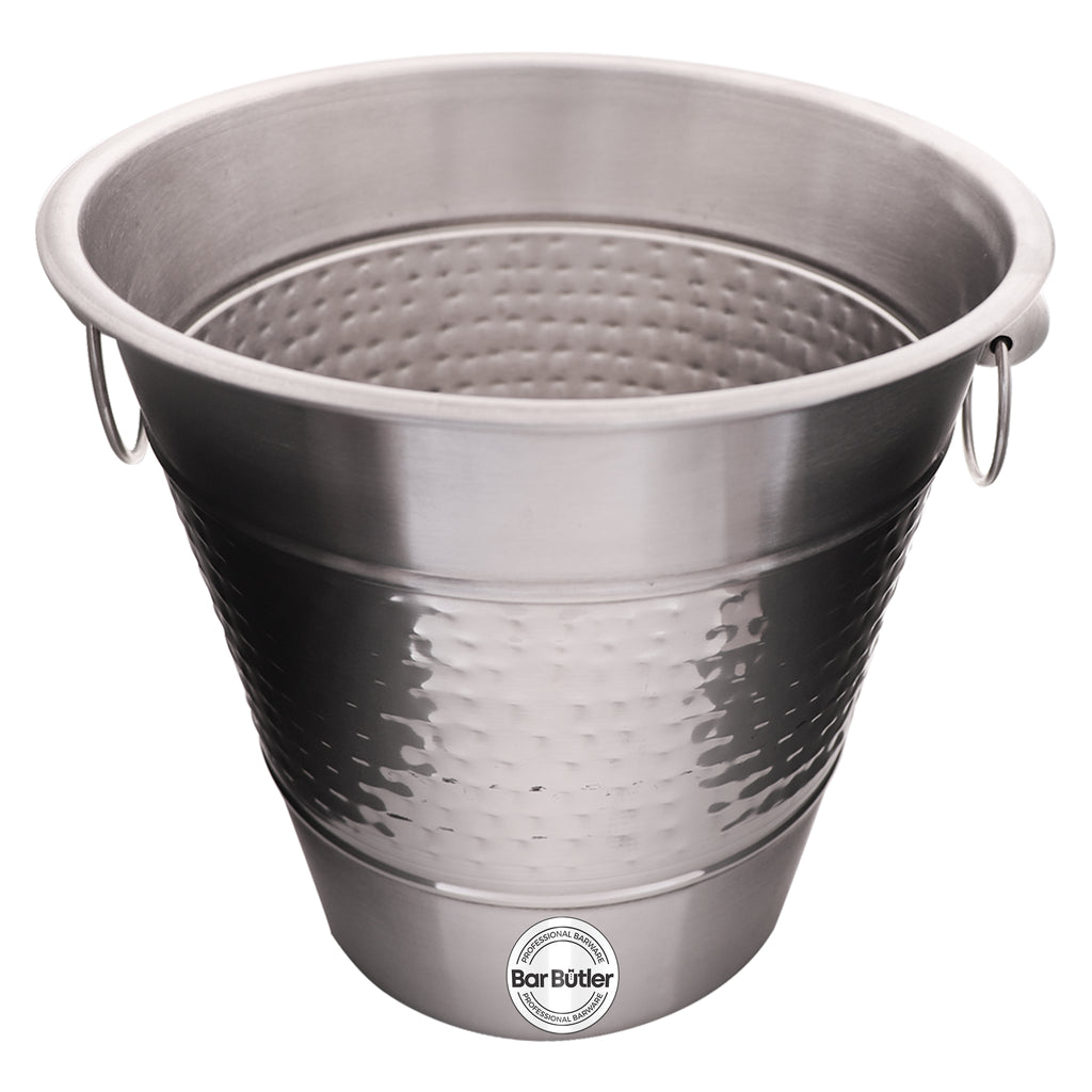 BAR BUTLER CHAMPAGNE BUCKET HAMMERED WITH RING HANDLES ST STEEL, 4L
