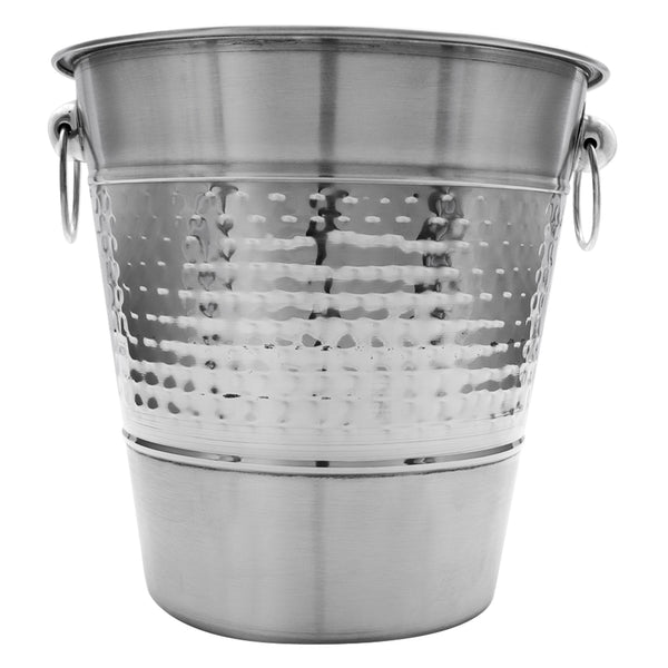 BAR BUTLER CHAMPAGNE BUCKET HAMMERED WITH RING HANDLES ST STEEL, 4LT (220MM DIAX210MM)