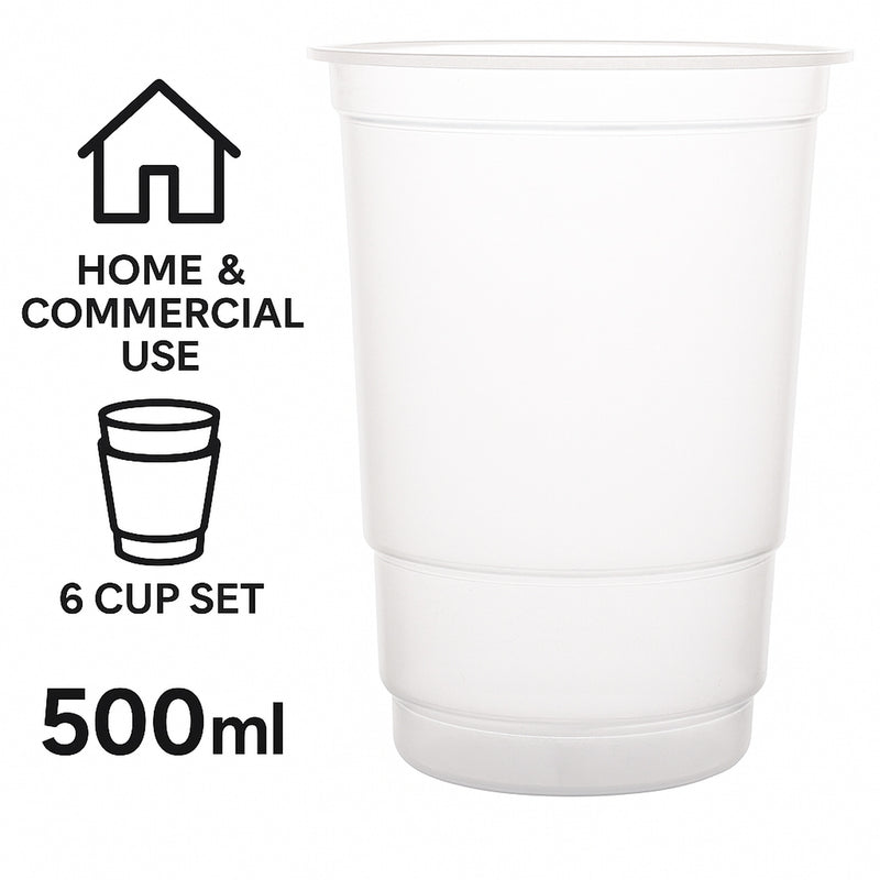 BAR BUTLER FESTIVAL CUP PP PLASTIC 6 PACK, 500ML - 95MM DIA