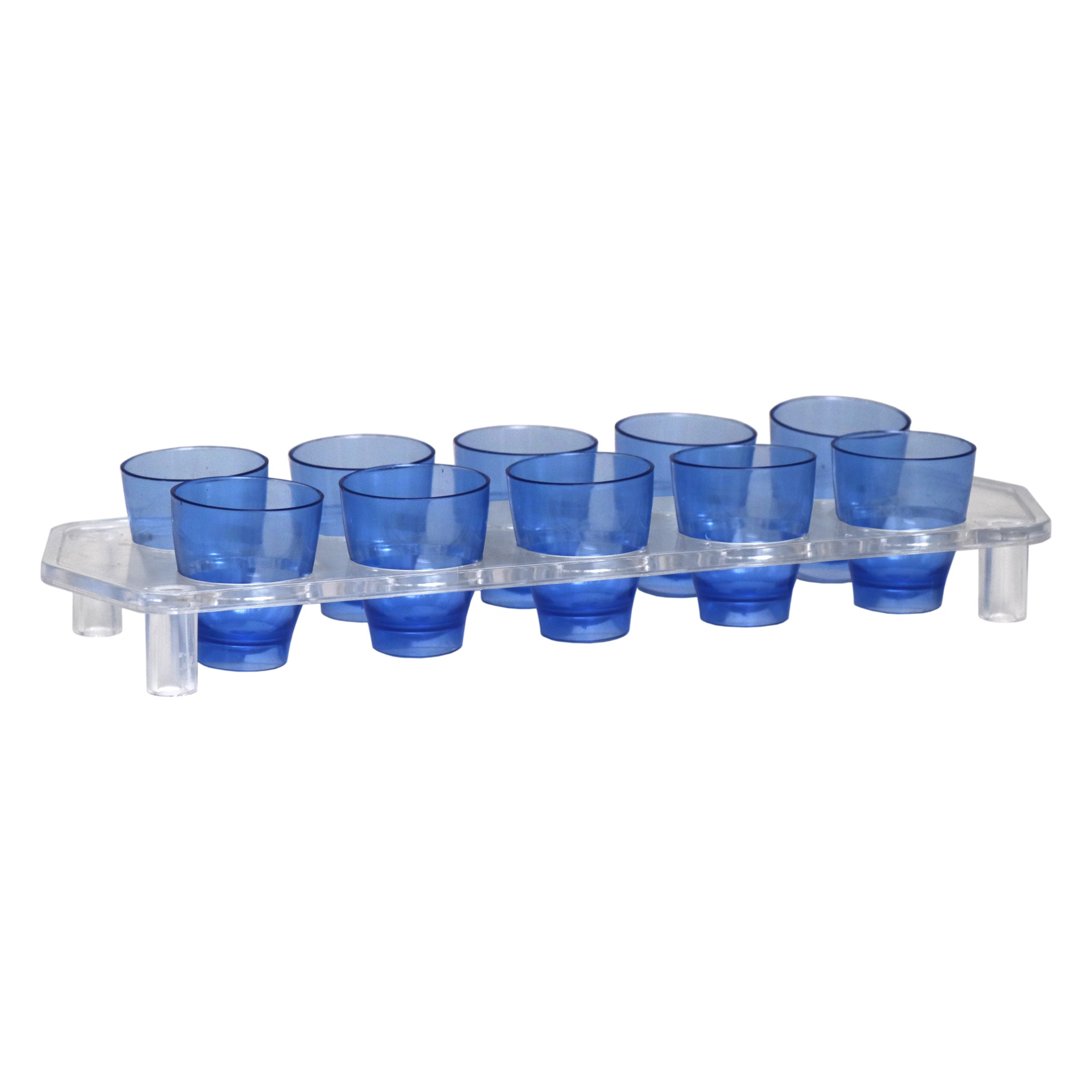 BAR BUTLER 10 COLOURED PLASTIC SHOT GLASSES 25ML ON A TRAY 11PCS SET, (1 COLOUR PER TRAY)