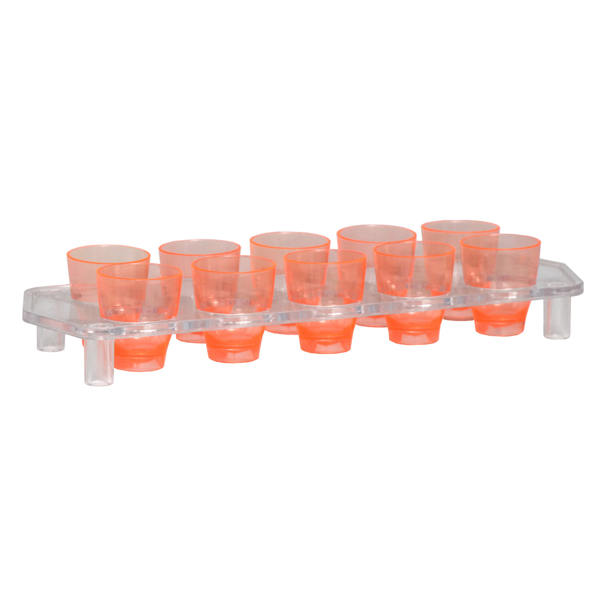 BAR BUTLER 10 COLOURED PLASTIC SHOT GLASSES 25ML ON A TRAY 11PCS SET, (1 COLOUR PER TRAY)