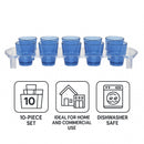 BAR BUTLER 10 COLOURED PLASTIC SHOT GLASSES ON A TRAY 11PK (1 COLOUR PER TRAY), 25ML - 35MM DIA