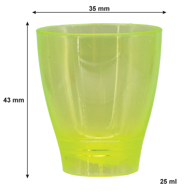 BAR BUTLER COLOURED PLASTIC SHOT GLASSES 10 ON TRAY (1 COLOUR PER TRAY), 25ML (275X95X45MM)