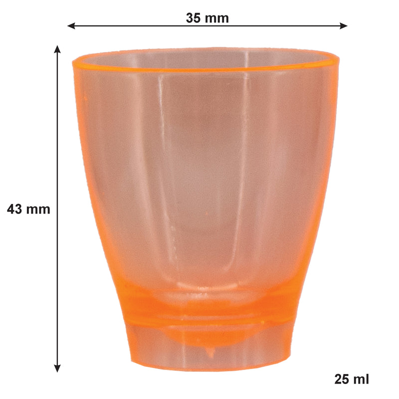 BAR BUTLER COLOURED PLASTIC SHOT GLASSES 10 ON TRAY (1 COLOUR PER TRAY), 25ML (275X95X45MM)