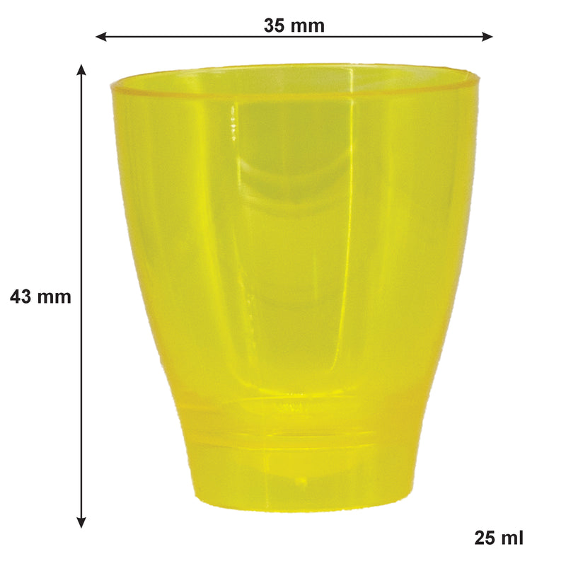 BAR BUTLER COLOURED PLASTIC SHOT GLASSES 10 ON TRAY (1 COLOUR PER TRAY), 25ML (275X95X45MM)