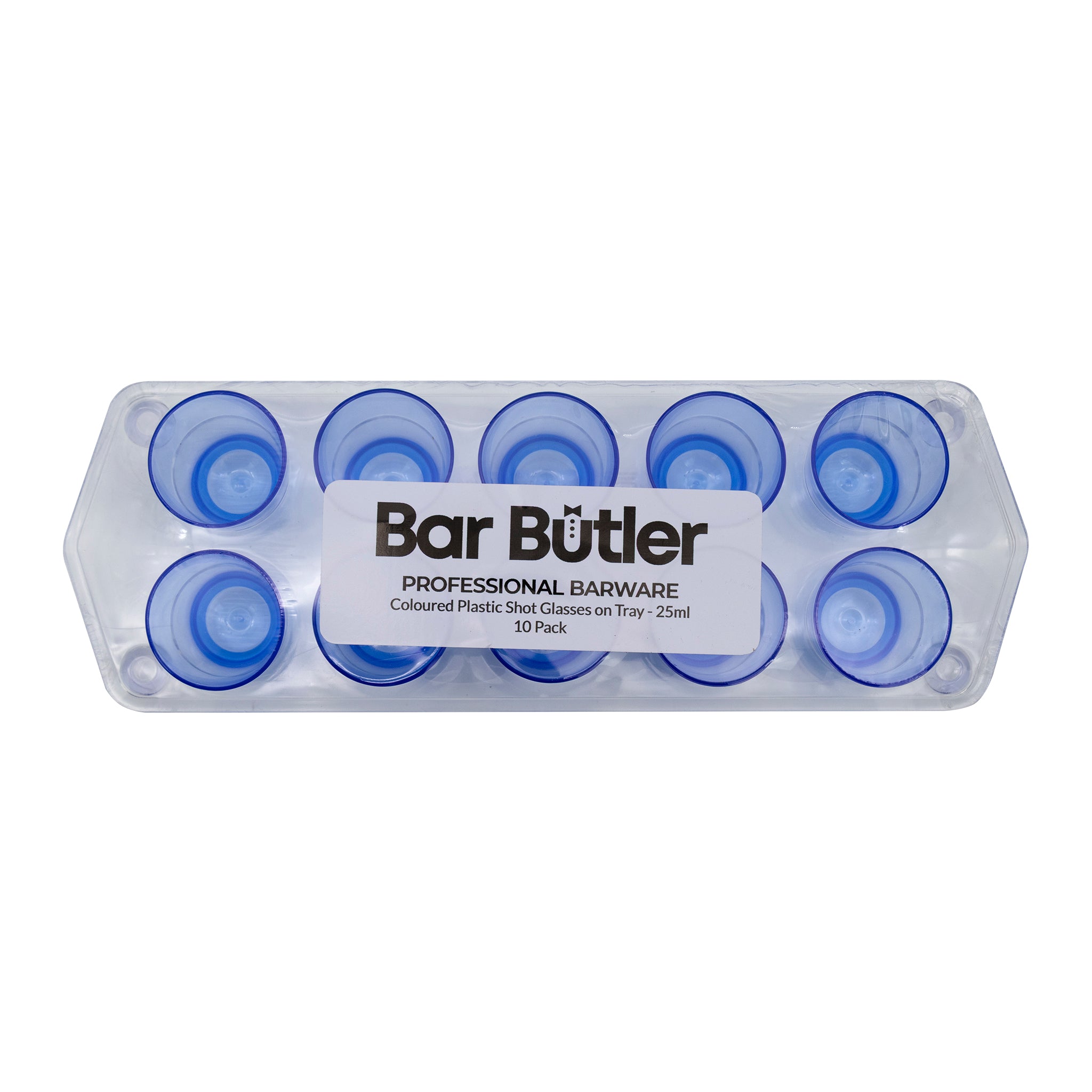 BAR BUTLER 10 COLOURED PLASTIC SHOT GLASSES 25ML ON A TRAY 11PCS SET, (1 COLOUR PER TRAY)
