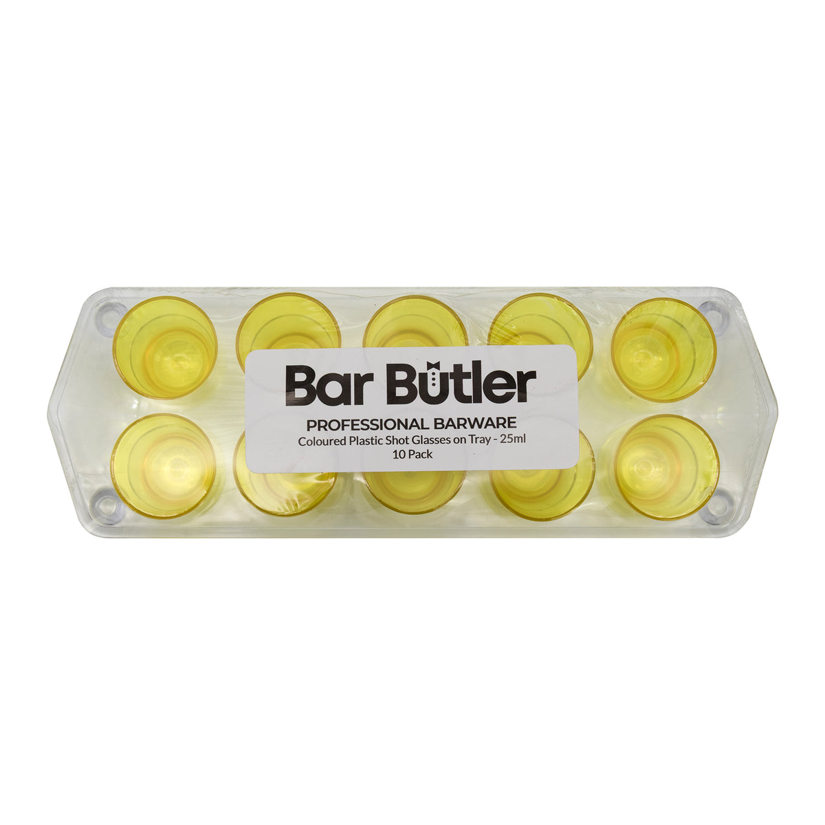 BAR BUTLER 10 COLOURED PLASTIC SHOT GLASSES 25ML ON A TRAY 11PCS SET, (1 COLOUR PER TRAY)