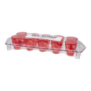 BAR BUTLER 10 COLOURED PLASTIC SHOT GLASSES ON A TRAY 11PK (1 COLOUR PER TRAY), 25ML - 35MM DIA