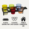 BAR BUTLER 6 ASST. COLOURED PLASTIC SHOT GLASSES ON A BLACK TRAY 7PK, 25ML