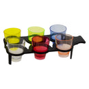 BAR BUTLER ASST. COLOURED PLASTIC SHOT GLASSES ON A BLACK TRAY 6 PACK, 25ML (180X85X45MM)
