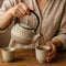 REGENT CAST IRON CHINESE TEAPOT WHITE AND GOLD, (500ML)