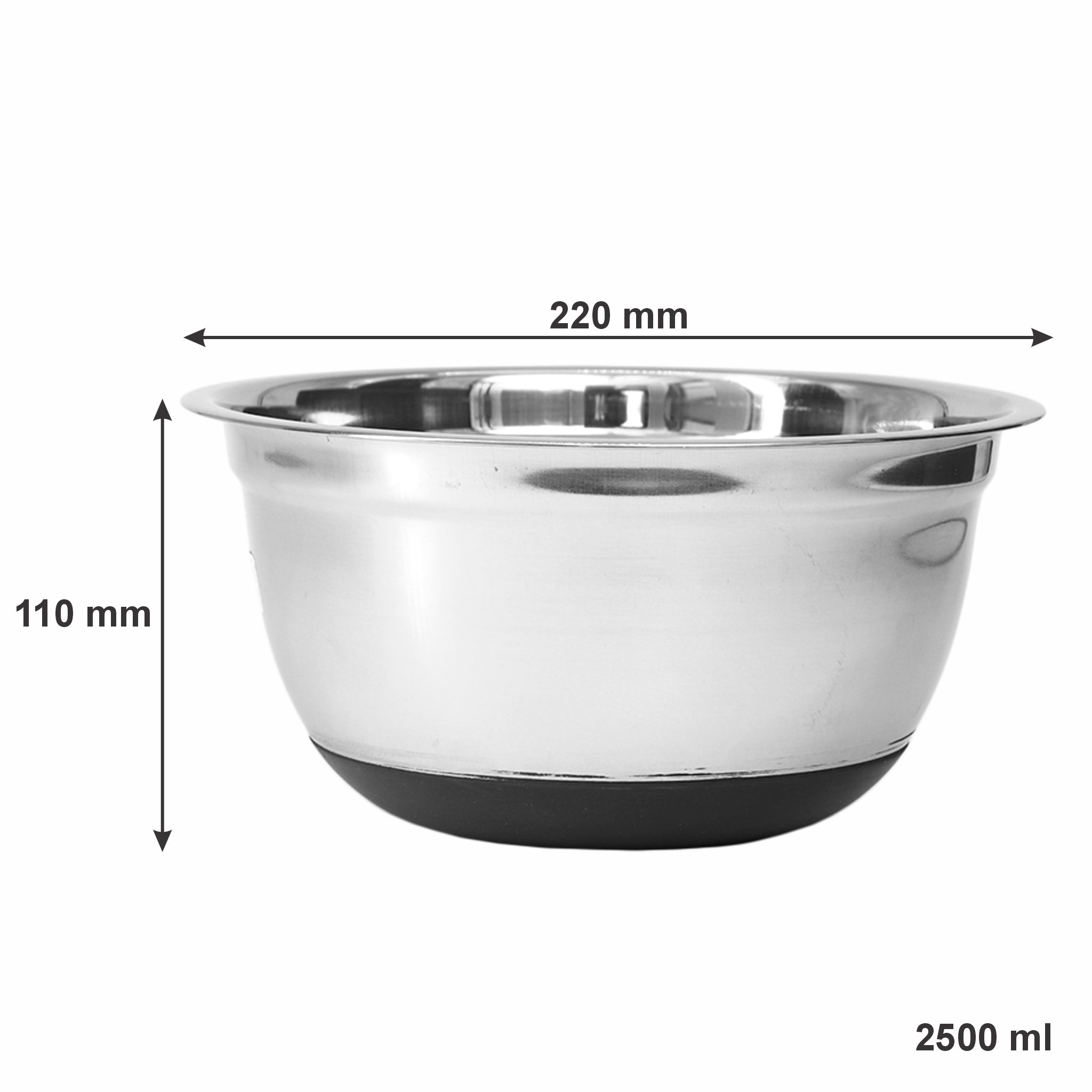 REGENT BAKEWARE MIXING BOWL CLASSIC WITH BLACK RUBBER BASE, 2.5L