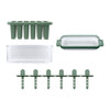 REGENT 6 ICE LOLLY MOULDS IN A SAGE COLOUR PLASTIC HOLDER WITH 2 HANDLES, 230X77MM