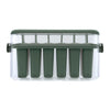 REGENT 6 ICE LOLLY MOULDS IN A SAGE COLOUR PLASTIC HOLDER WITH 2 HANDLES, 230X77MM