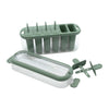 REGENT 6 ICE LOLLY MOULDS IN A SAGE COLOUR PLASTIC HOLDER WITH 2 HANDLES, 230X77MM