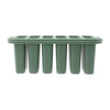 REGENT 6 ICE LOLLY MOULDS IN A SAGE COLOUR PLASTIC HOLDER WITH 2 HANDLES, 230X77MM