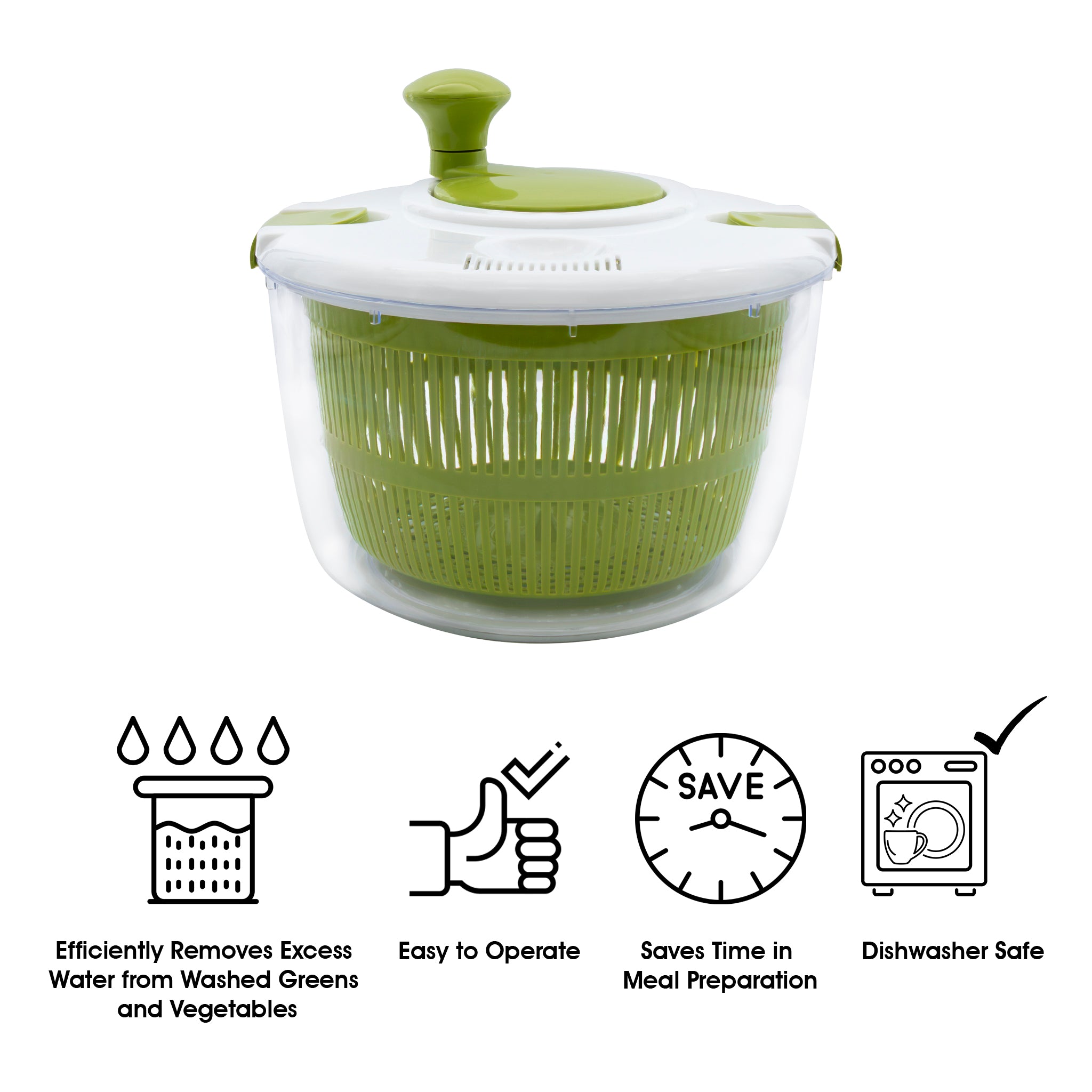 REGENT KITCHEN SALAD SPINNER PLASTIC GREEN AND WHITE, 245MM DIA