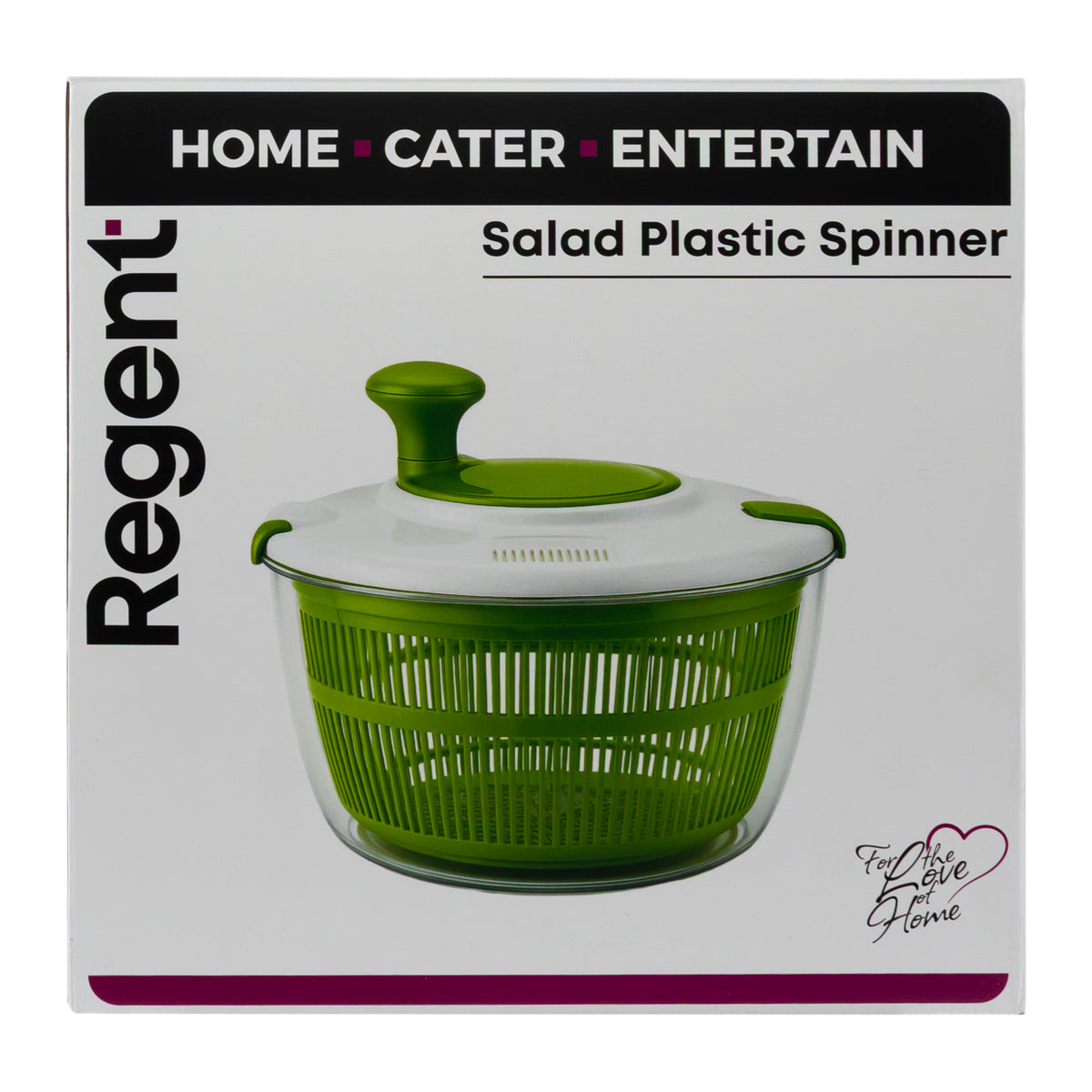 REGENT KITCHEN SALAD SPINNER PLASTIC GREEN AND WHITE, 245MM DIA