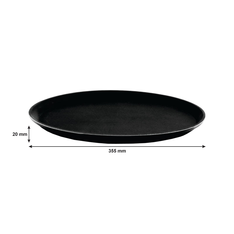 BAR BUTLER BLACK NON-SLIP ROUND TRAY, (355MM DIA)