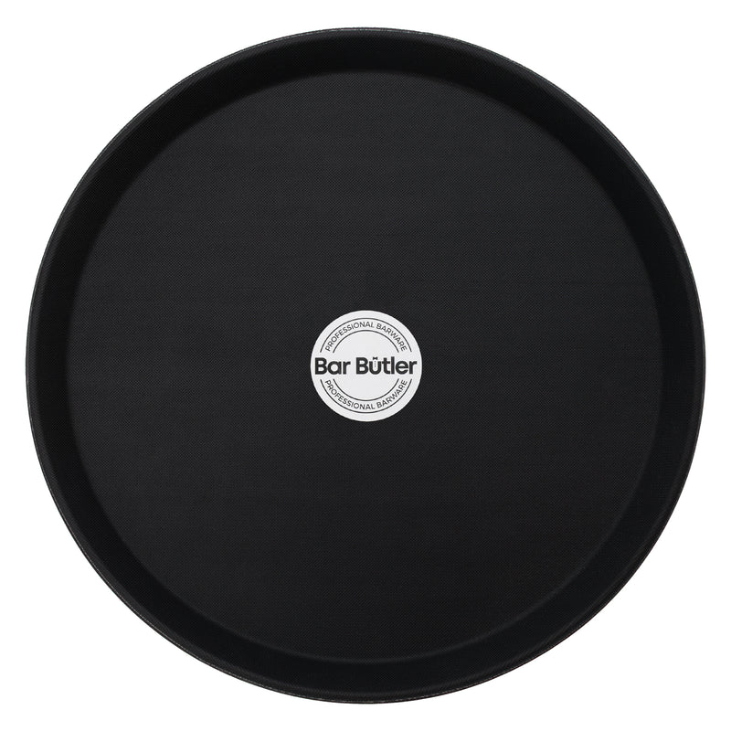 BAR BUTLER BLACK NON-SLIP ROUND TRAY, (355MM DIA)
