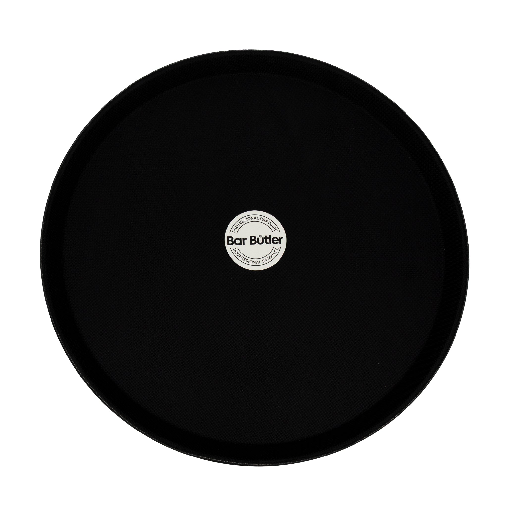 BAR BUTLER BLACK NON-SLIP ROUND TRAY, 405MM DIA
