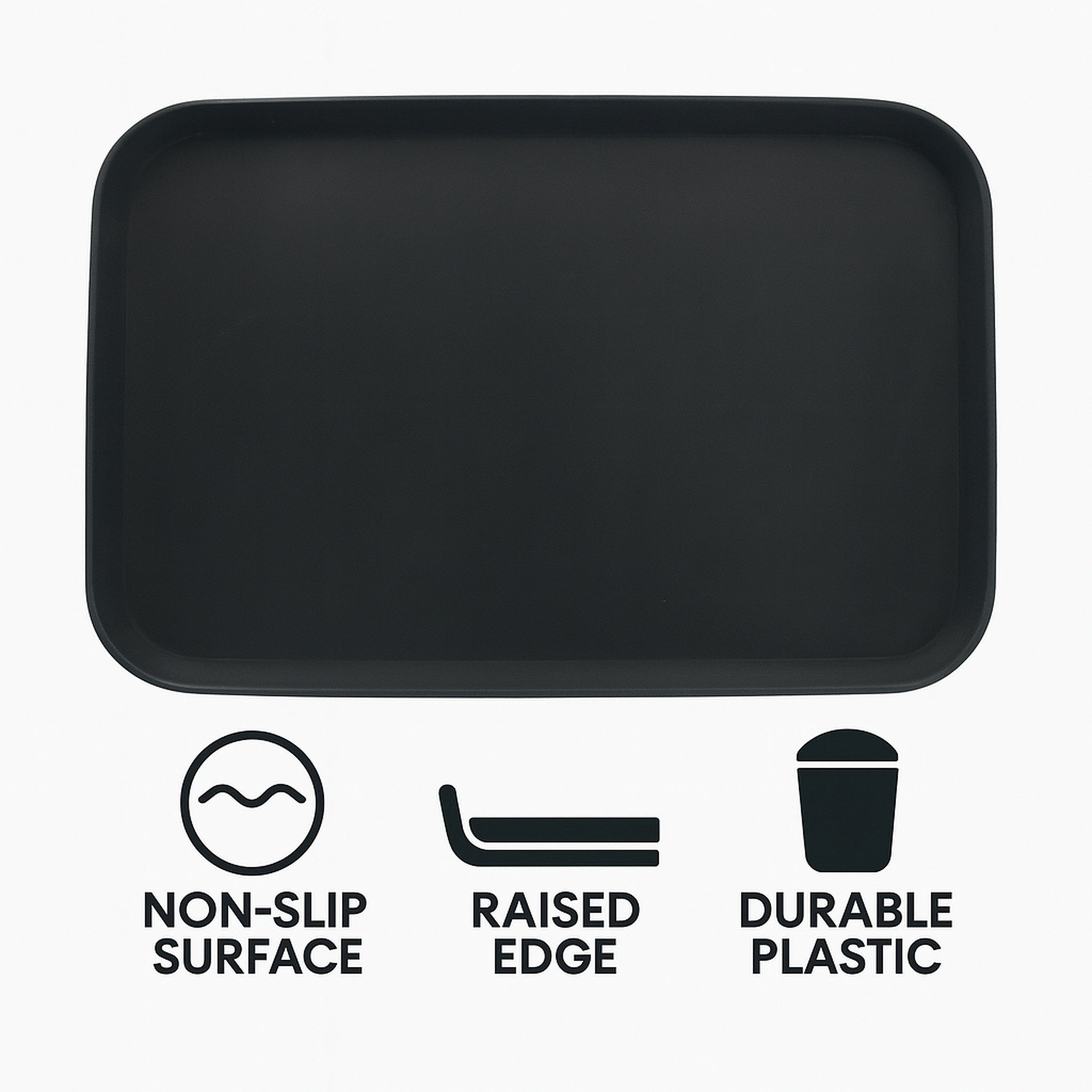 BAR BUTLER BLACK NON-SLIP RECTANGULAR TRAY 560MMX410