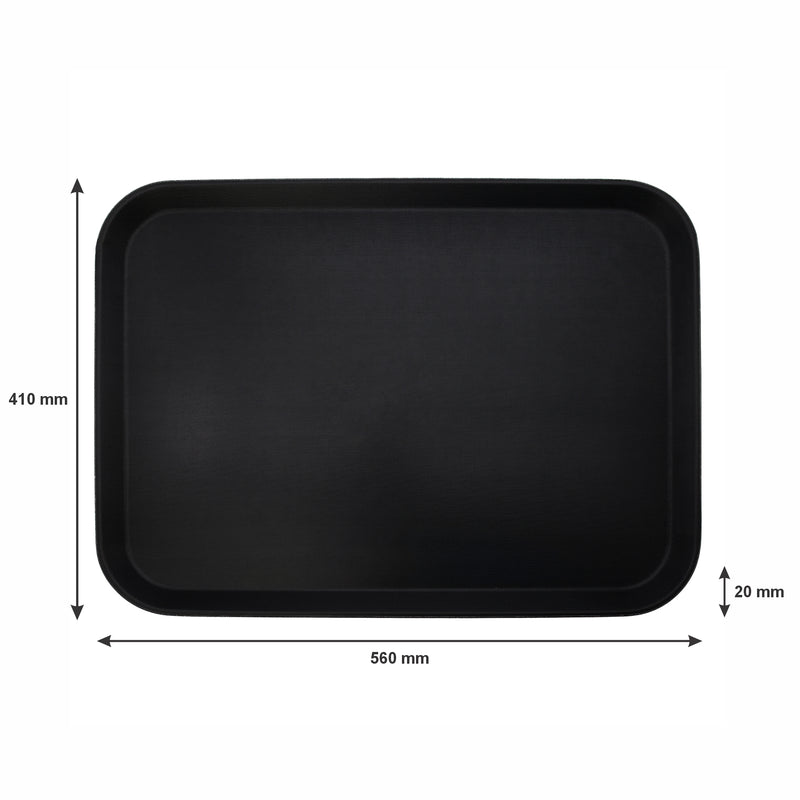 BAR BUTLER BLACK NON-SLIP RECTANGULAR TRAY (560mm x 410mm)