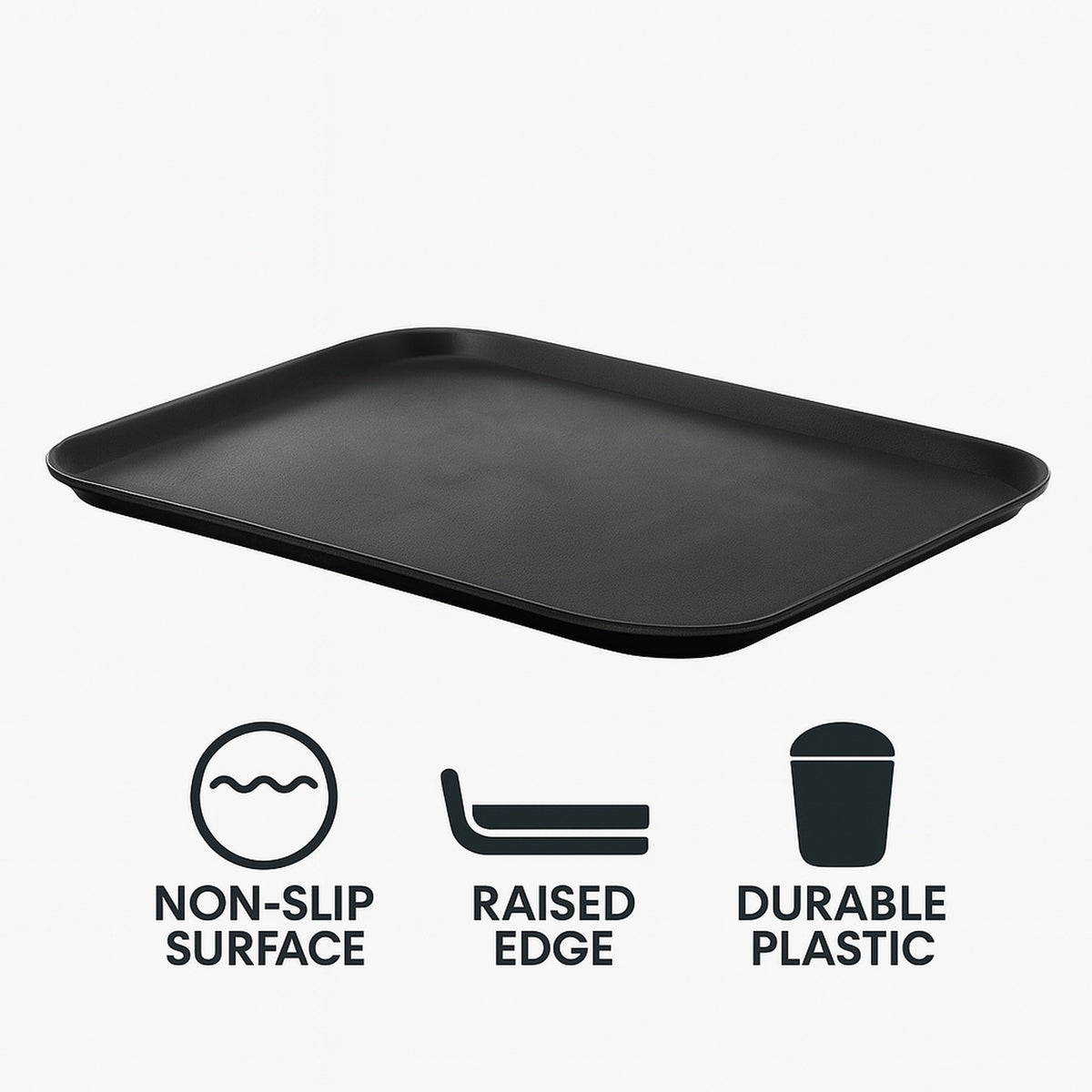 BAR BUTLER BLACK NON-SLIP RECTANGULAR TRAY, 455MMX355MM