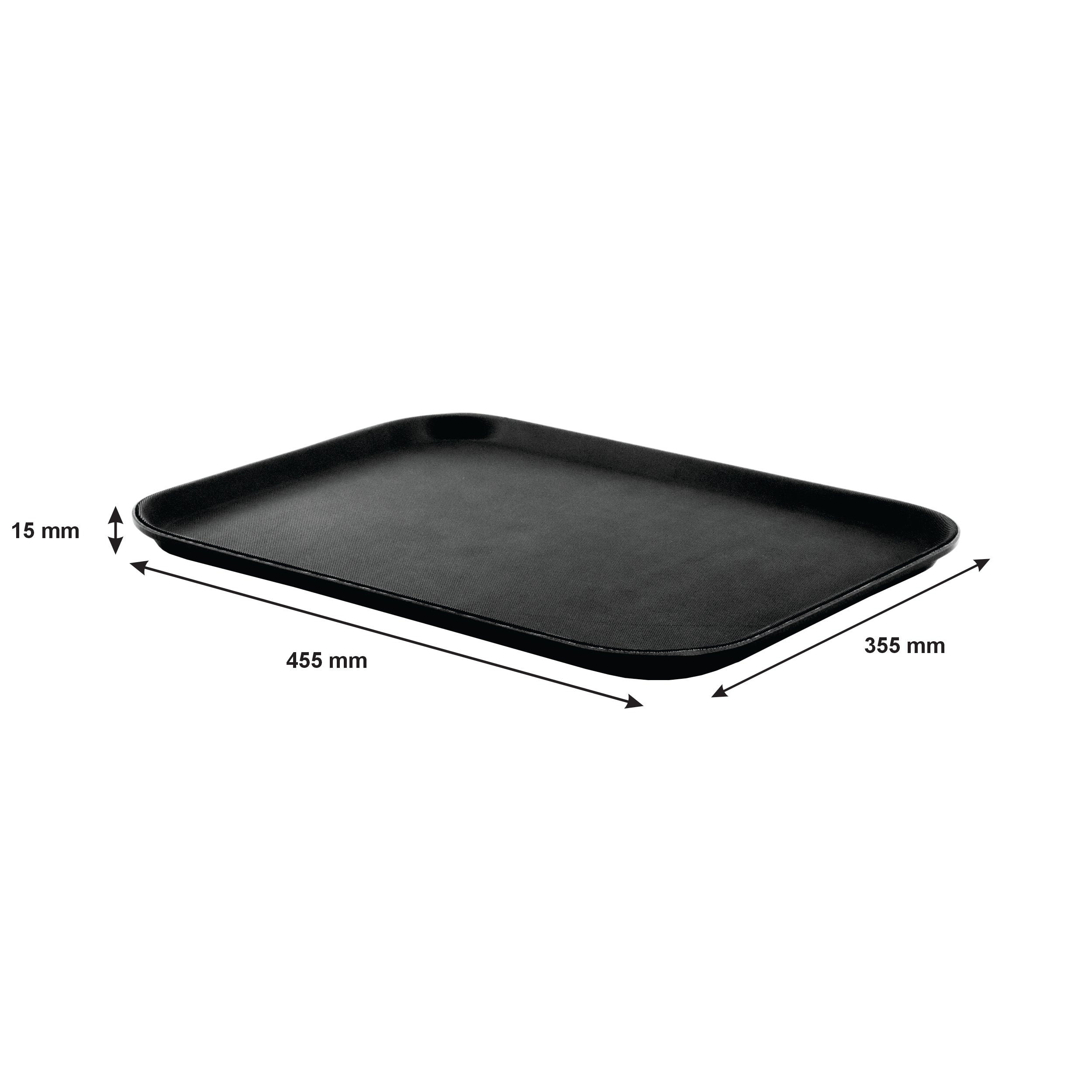 BAR BUTLER BLACK NON-SLIP RECTANGULAR TRAY, 455MMX355MM
