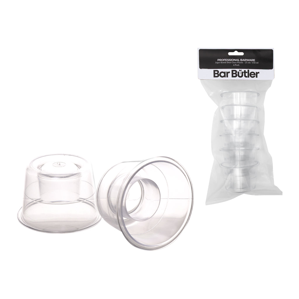 BAR BUTLER JAGER BOMB PLASTIC SHOT GLASSES 25ML/145ML, 6 PACK