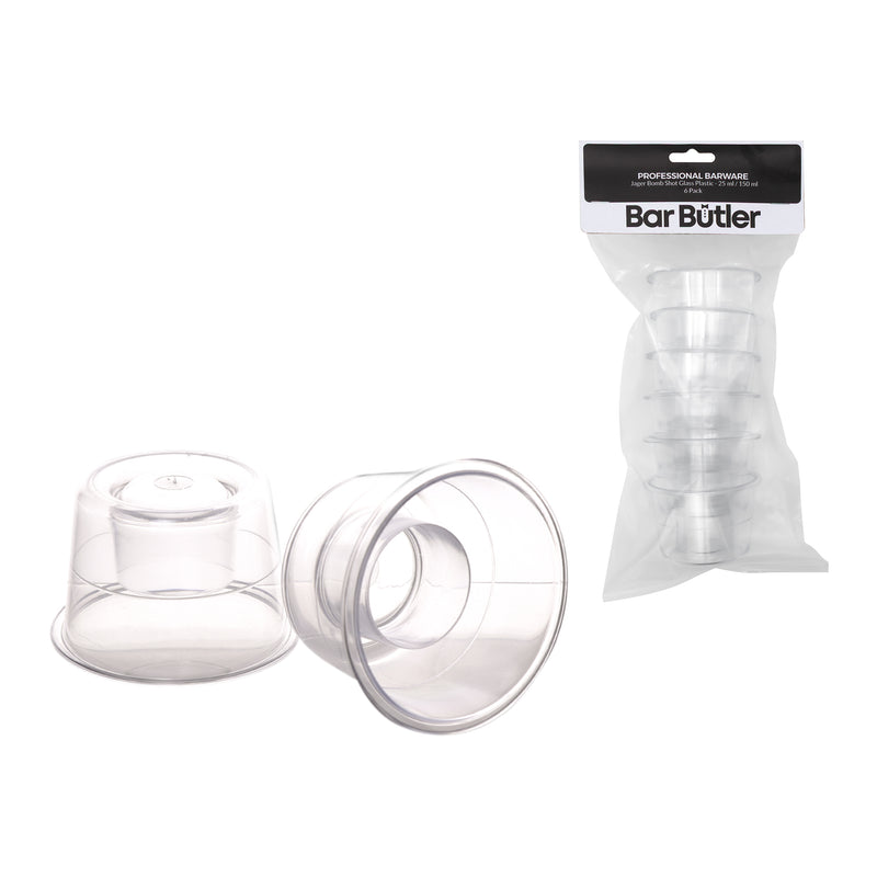 BAR BUTLER JAGER BOMB SHOT GLASS PLASTIC 25ML/125ML 6PK