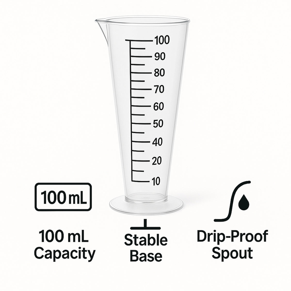 REGENT CONICAL PLASTIC MEASURING BEAKER, 100ML