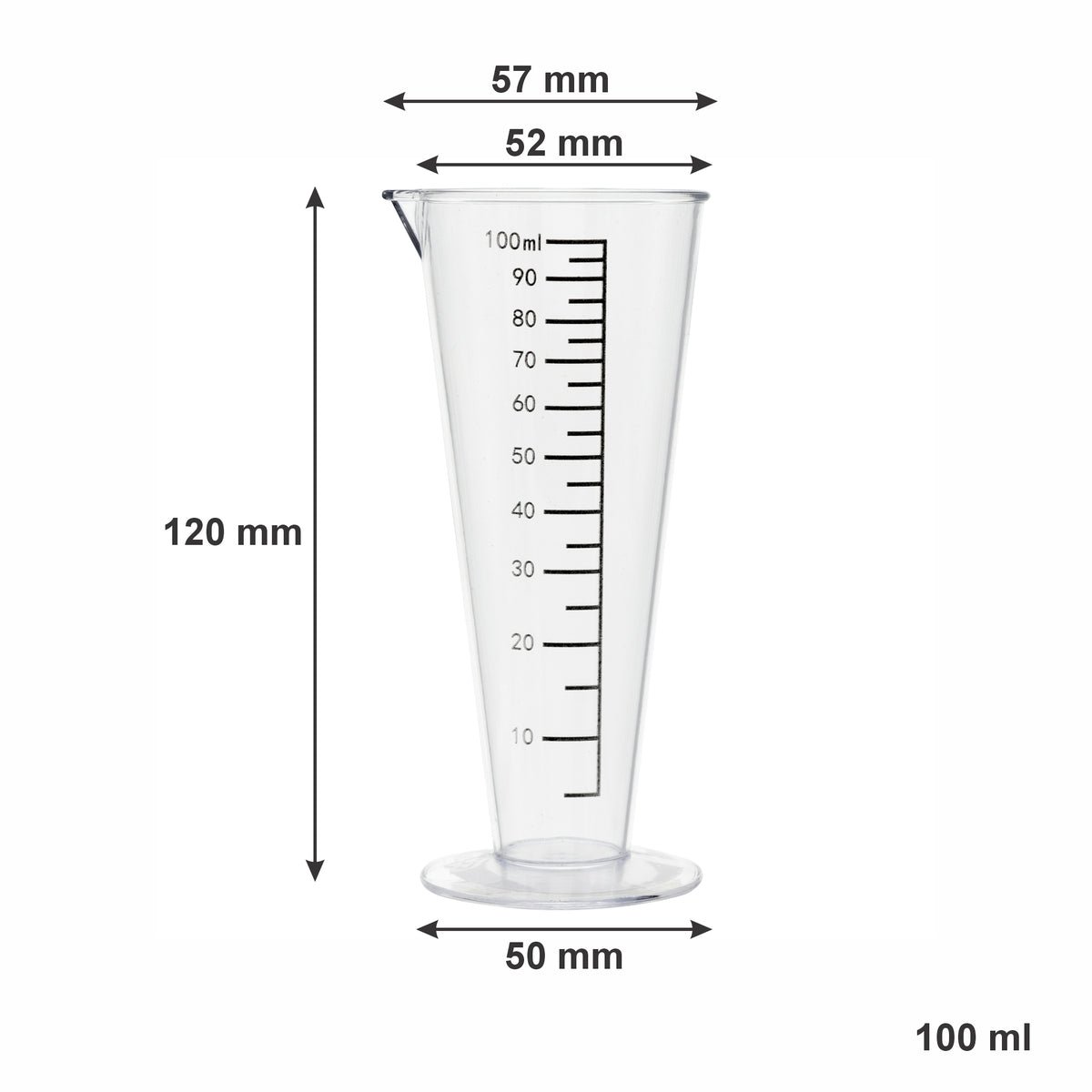 REGENT CONICAL PLASTIC MEASURING BEAKER, 100ML
