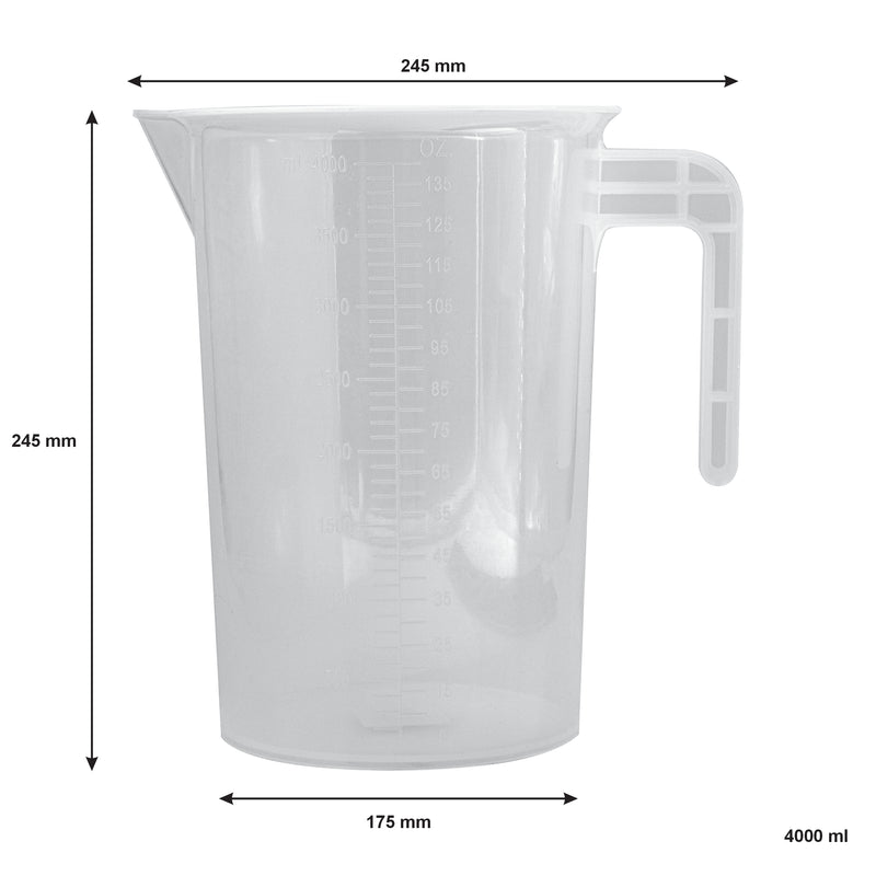 REGENT CATERING MEASURING JUG PLASTIC, 4LT (250/175MM DIAX240MM)