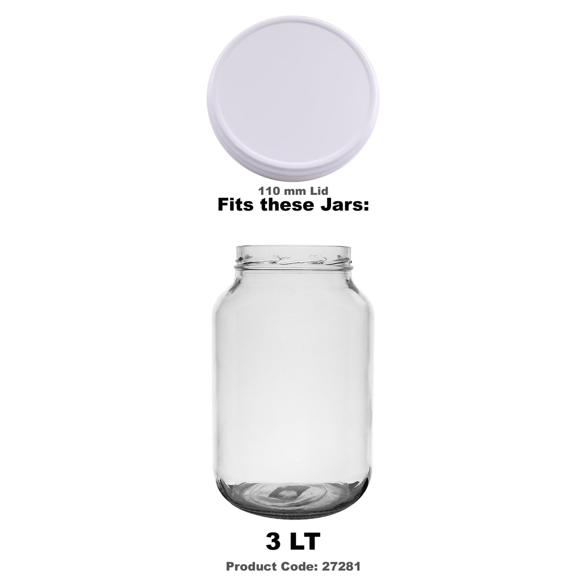 REGENT JAR LIDS WHITE 2PK, 110MM DIA