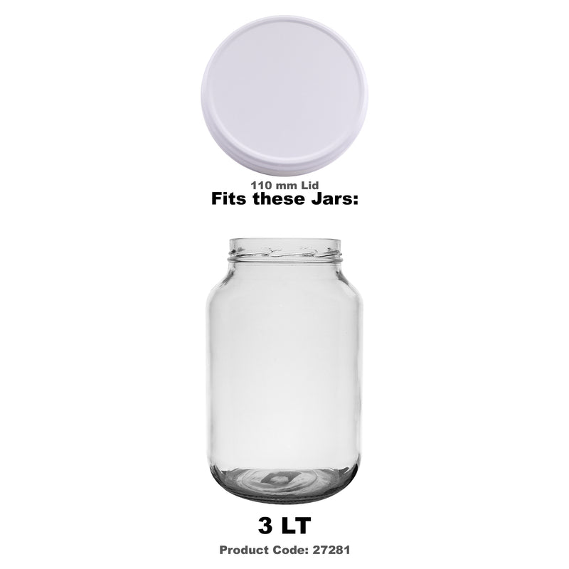 REGENT JAR LIDS WHITE 2 PACK, (110MM DIA)