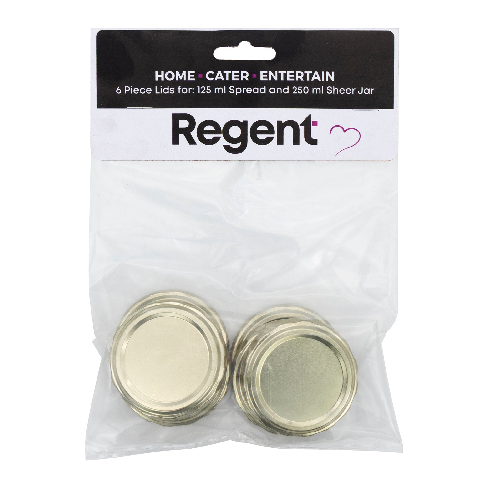 REGENT JAR LIDS GOLD 6PK, 53MM DIA