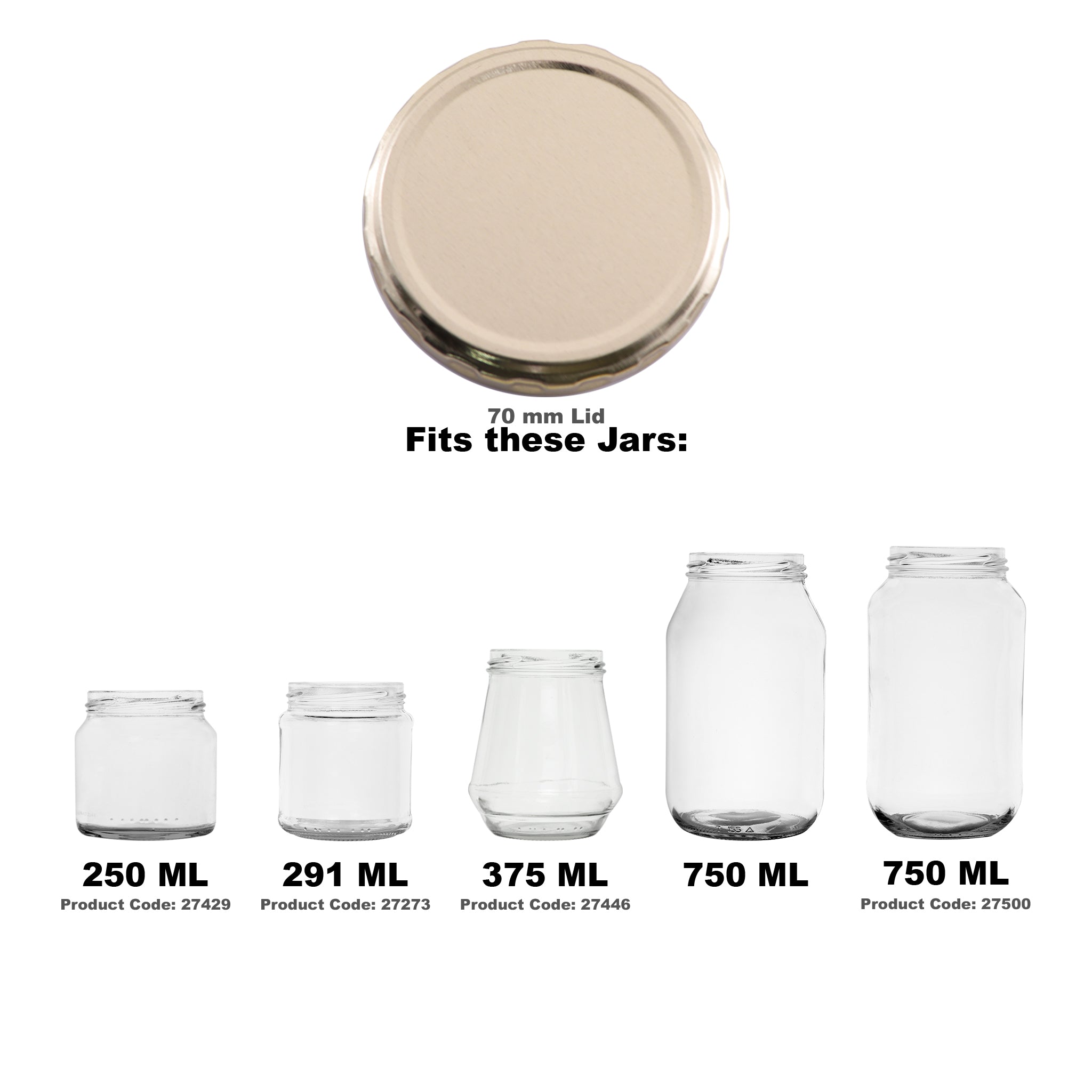 REGENT JAR LIDS GOLD 6PK, 70MM DIA